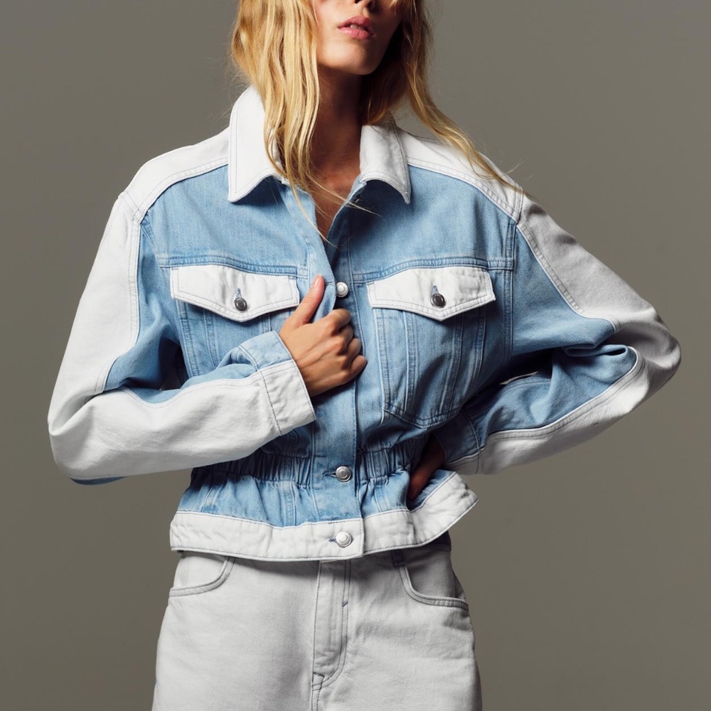 Zara - COMBINED FABRIC Denim JACKET - XS